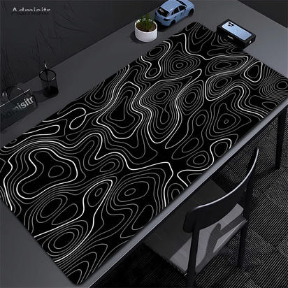 Desk Mat Black And White Strata Liquid Mousepad