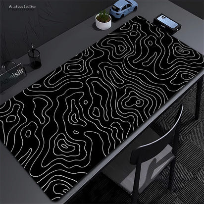 Desk Mat Black And White Strata Liquid Mousepad