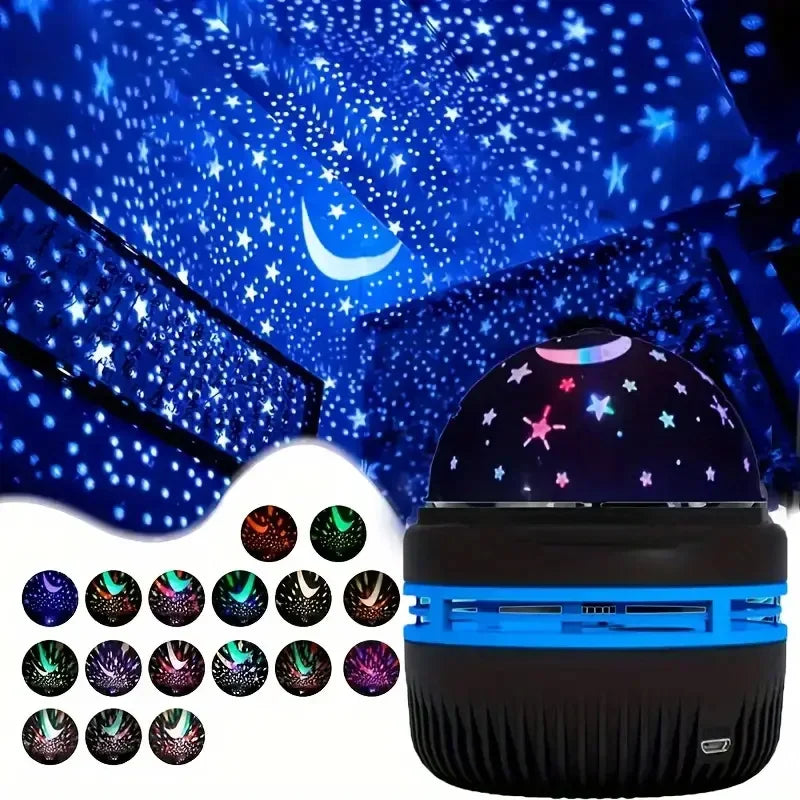 LED Starry Sky Night Lights USB Rotating Projector Lamp Magic Ball Moon Star Christmas Lights