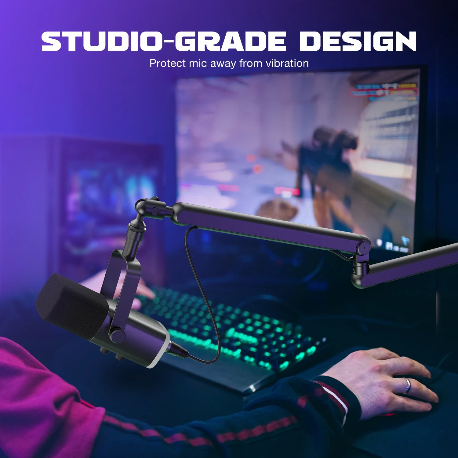 ARM  Adjustable Low-profile Microphone Stand with Cable Managment/Desk