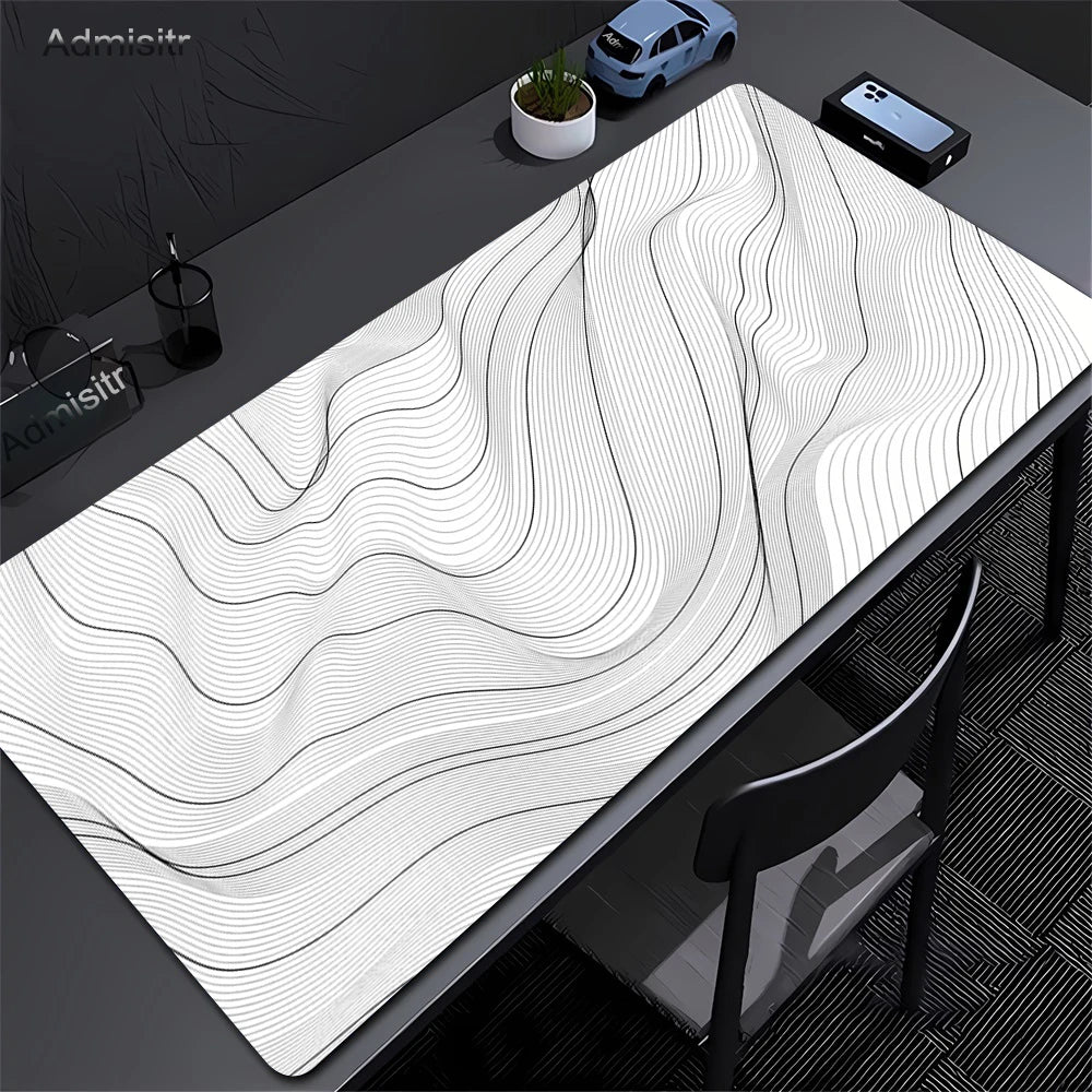 Desk Mat Black And White Strata Liquid Mousepad