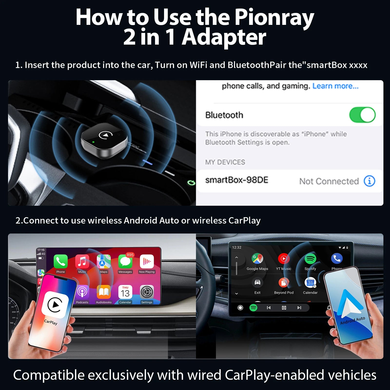 2 in 1 Wireless CarPlay