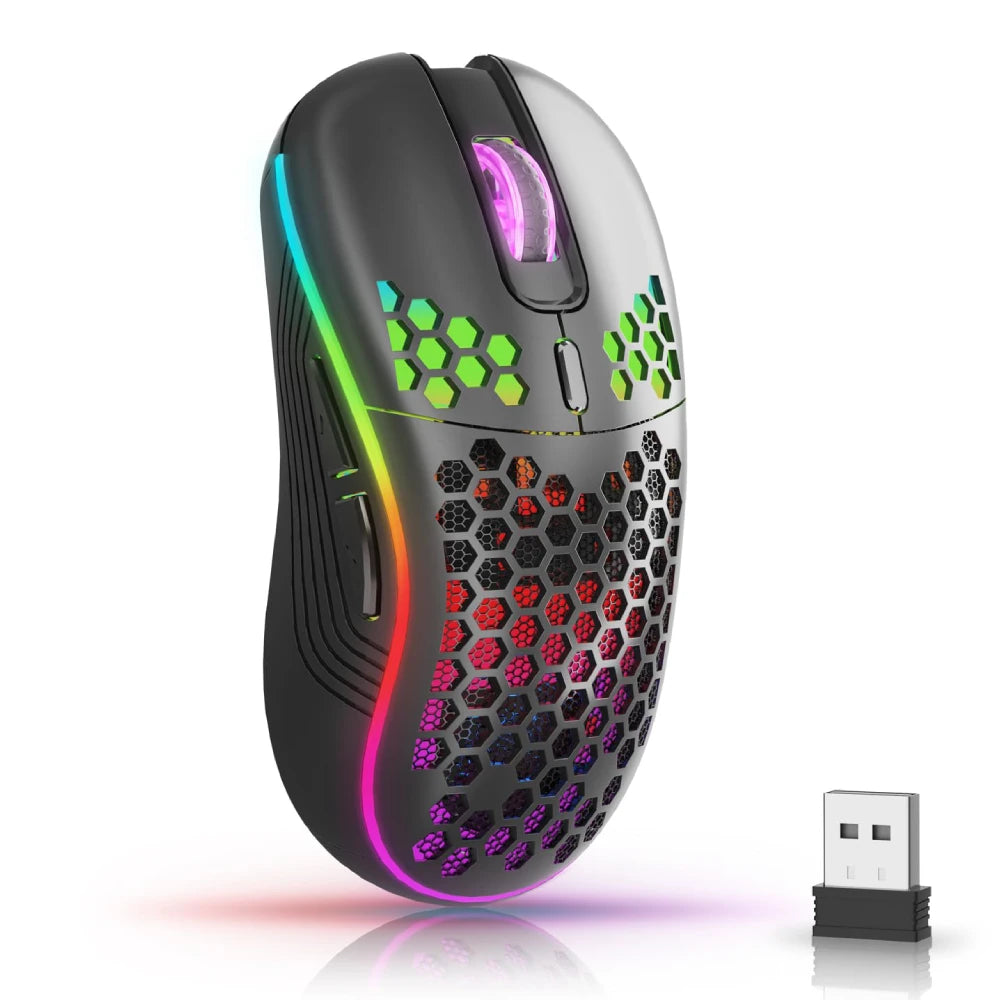 2.4G Wireless Mouse with RGB Backlit 6-button 3-speed DPI Type C Rechargeable