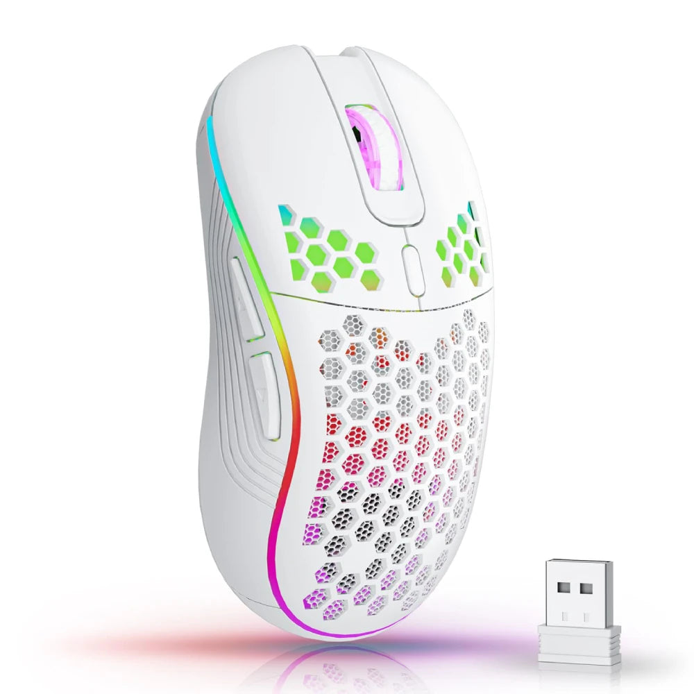 2.4G Wireless Mouse with RGB Backlit 6-button 3-speed DPI Type C Rechargeable