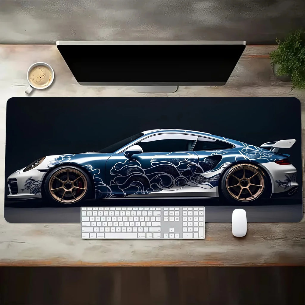 Large White Sports Car Design Gaming Mouse , Pad Anti-Slip