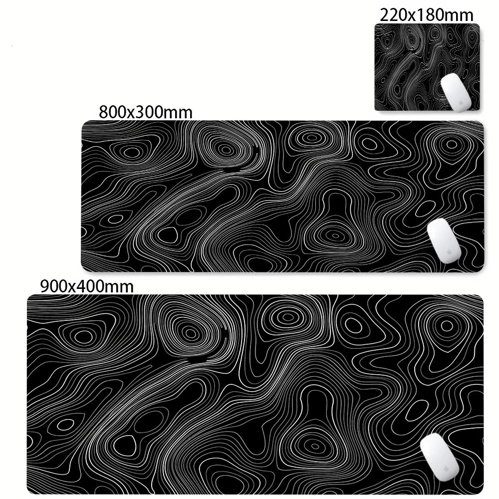 Desk Mat Black And White Strata Liquid Mousepad