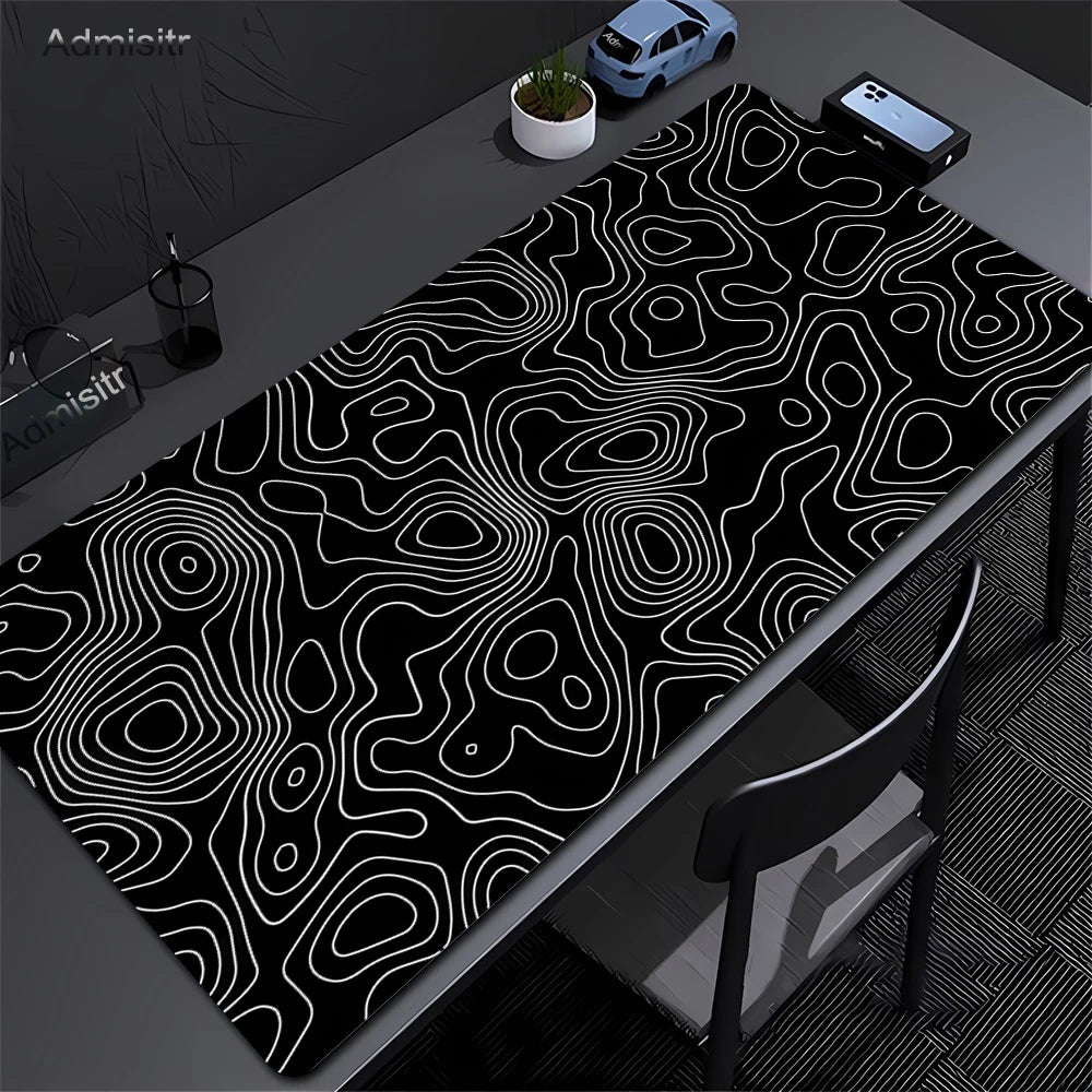 Desk Mat Black And White Strata Liquid Mousepad