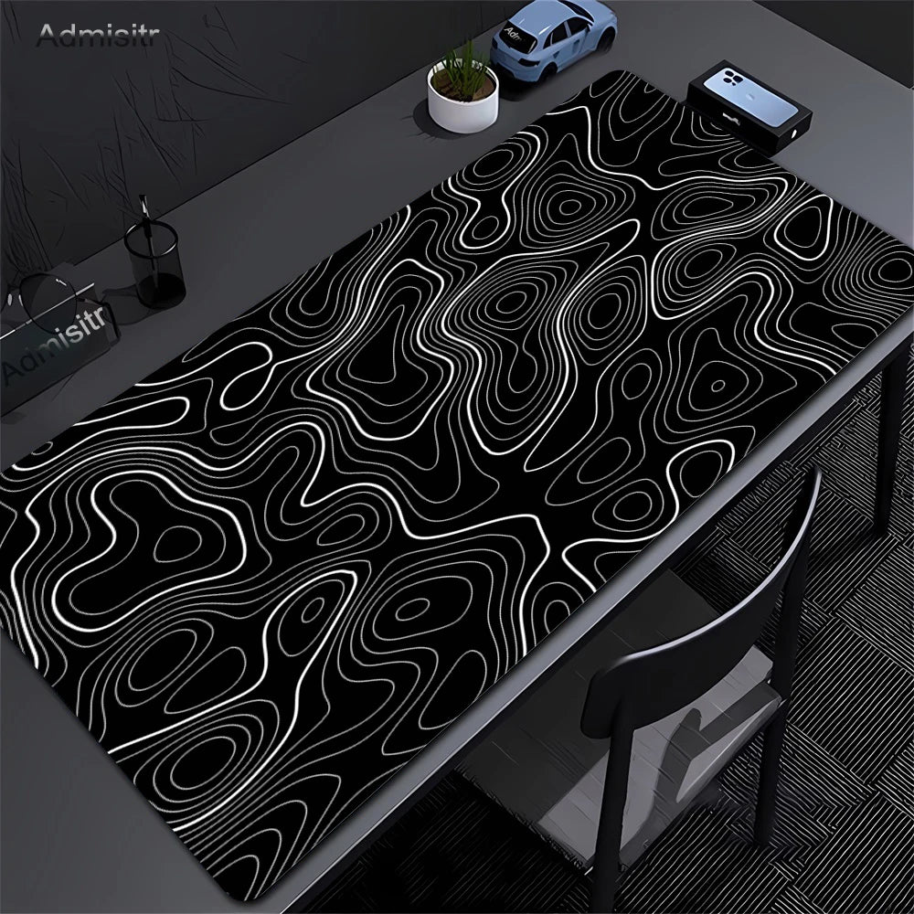 Desk Mat Black And White Strata Liquid Mousepad