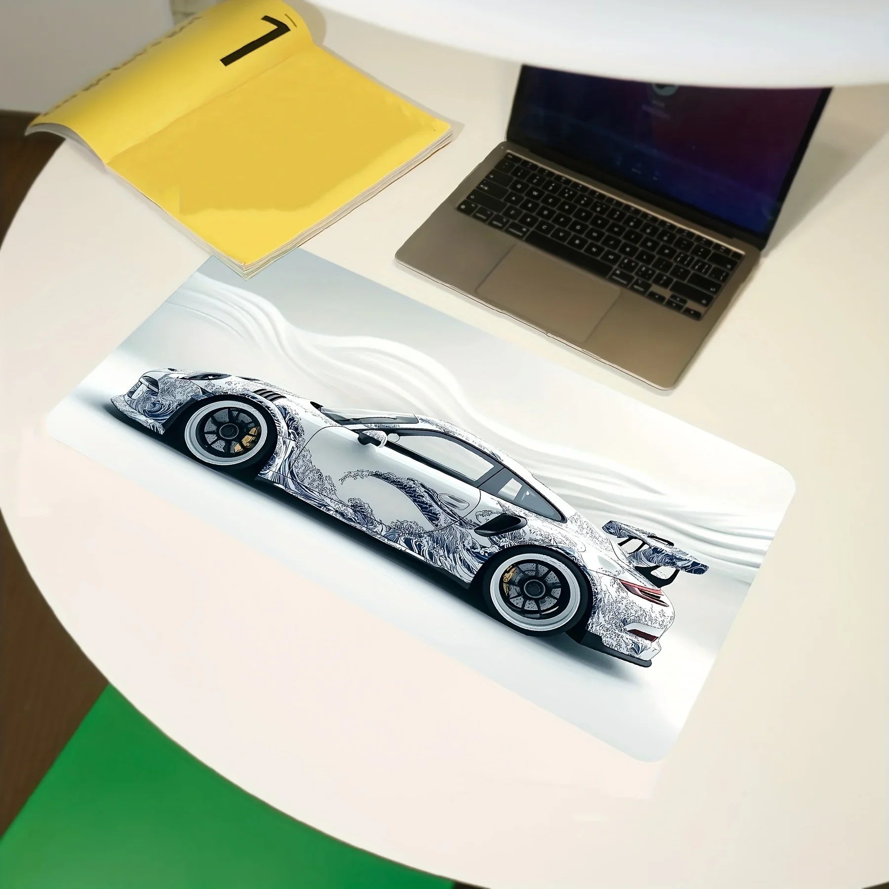 Large White Sports Car Design Gaming Mouse , Pad Anti-Slip
