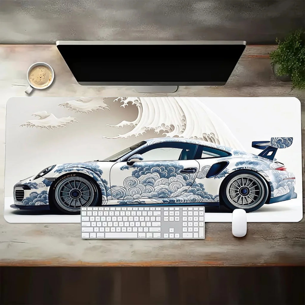 Large White Sports Car Design Gaming Mouse , Pad Anti-Slip