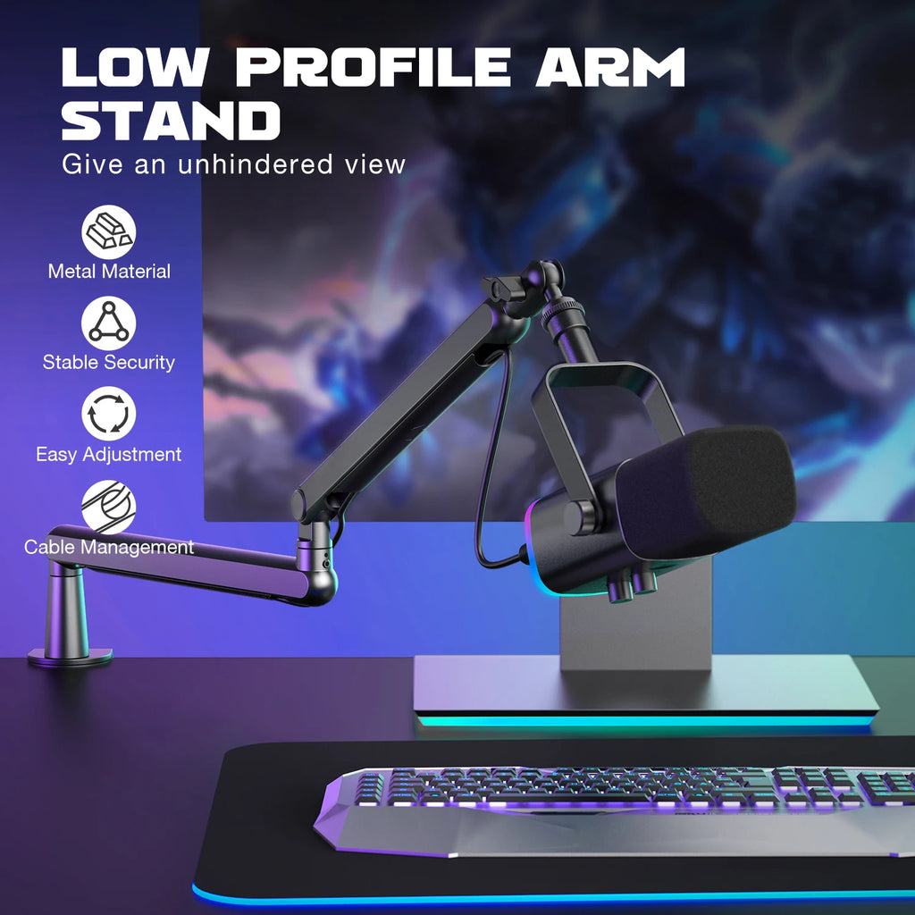 ARM  Adjustable Low-profile Microphone Stand with Cable Managment/Desk