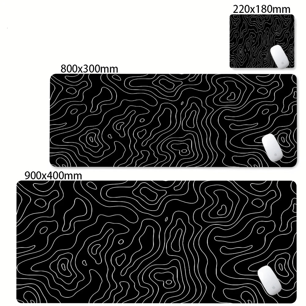 Desk Mat Black And White Strata Liquid Mousepad