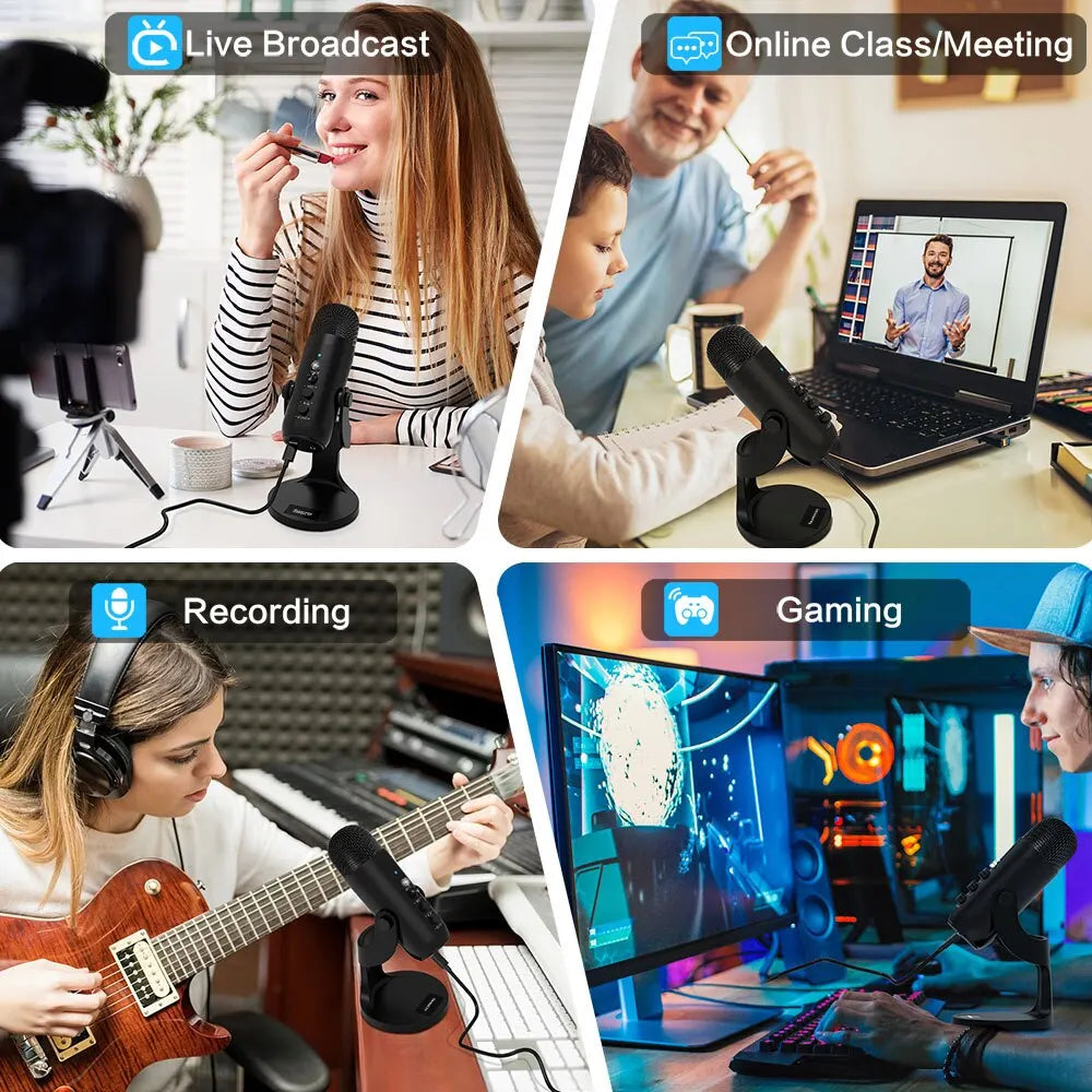 USB Microphone for PC Mac Gaming Recording Stream Podcast