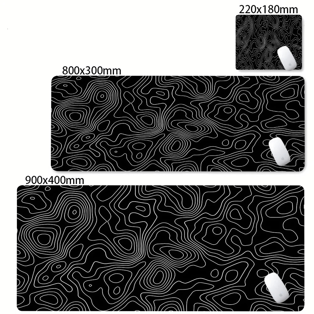 Desk Mat Black And White Strata Liquid Mousepad