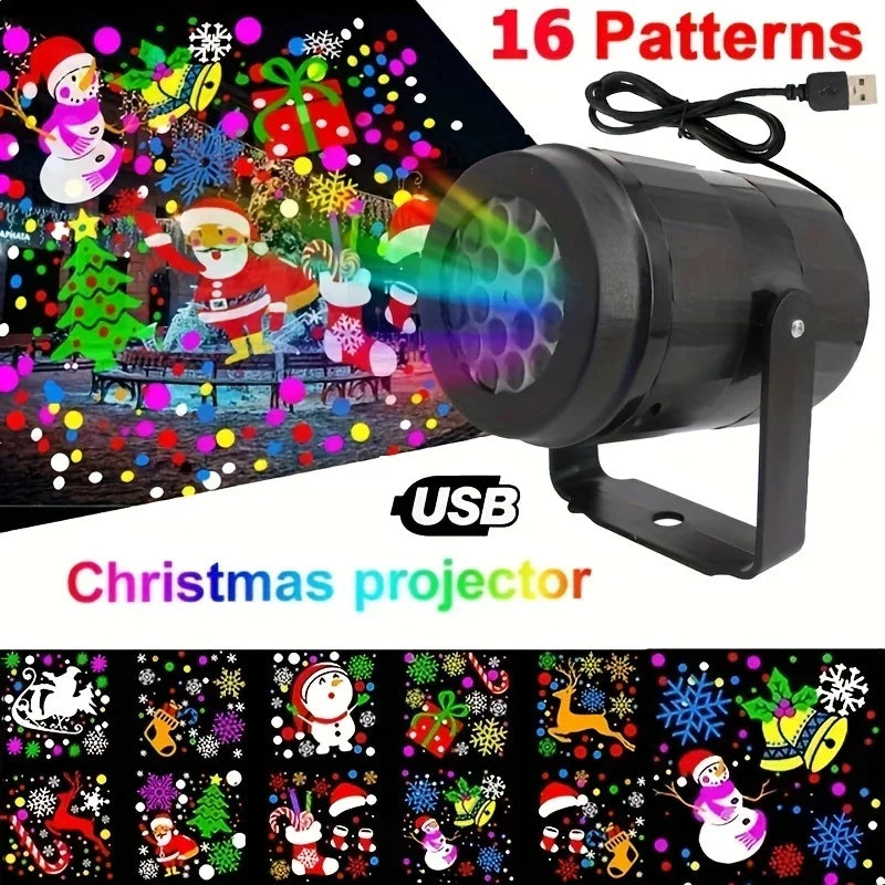 Snowflake Christmas Laser Projector Light,16 patterns Waterproof