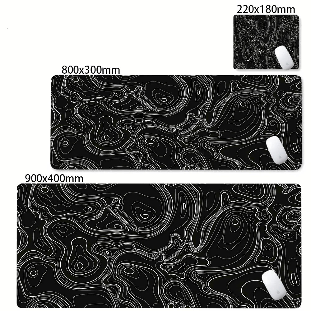 Desk Mat Black And White Strata Liquid Mousepad