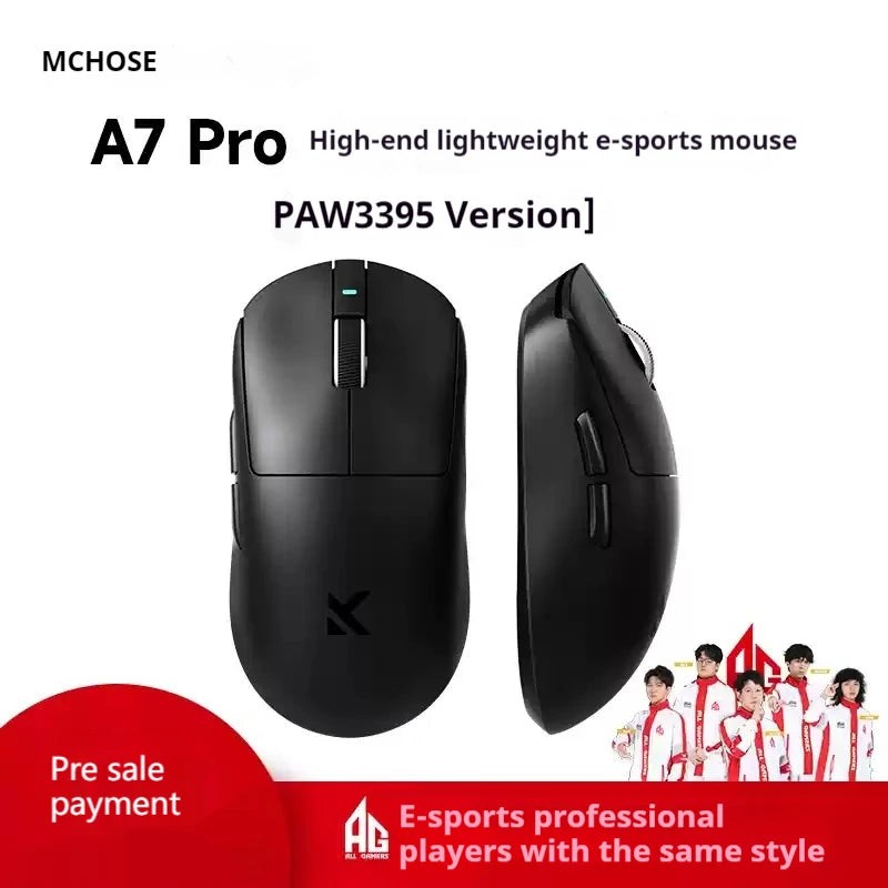 MCHOSE A7 Ultra Mouse Esports GamesThree Modes Pro Wireless Bluetooth PAW3395 Lightweight Laptop Office Mouse Support Ergonomics