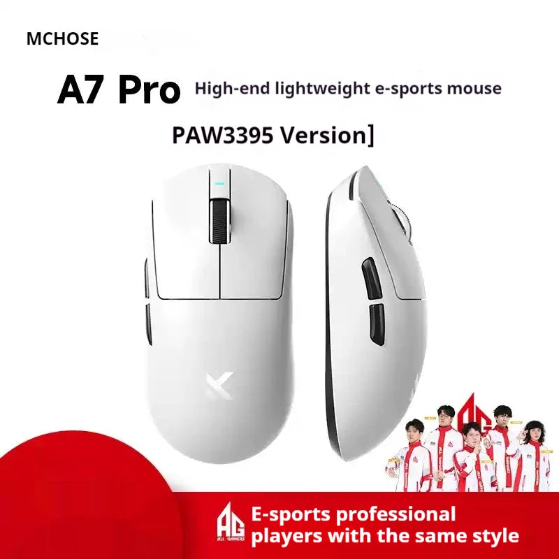 MCHOSE A7 Ultra Mouse Esports GamesThree Modes Pro Wireless Bluetooth PAW3395 Lightweight Laptop Office Mouse Support Ergonomics