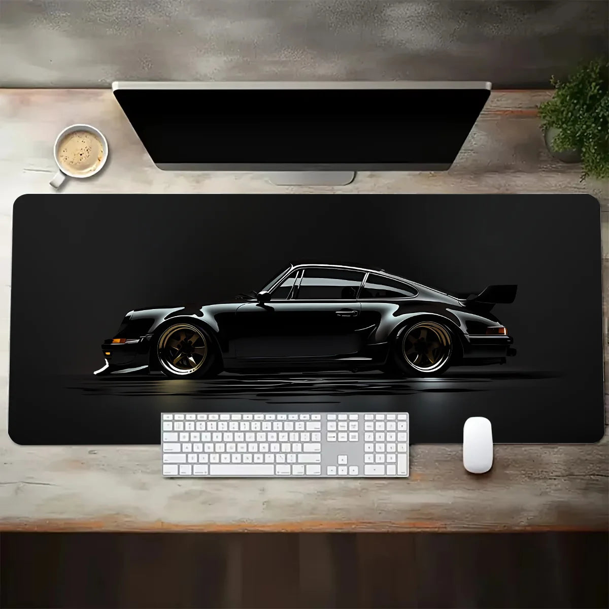 Large White Sports Car Design Gaming Mouse , Pad Anti-Slip