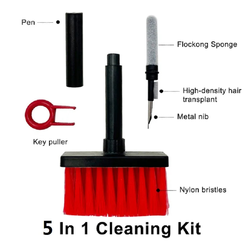 5 in 1 Keyboard Cleaning Brush Kit Keycap Puller Earbuds Cleaner for Airpods Pro