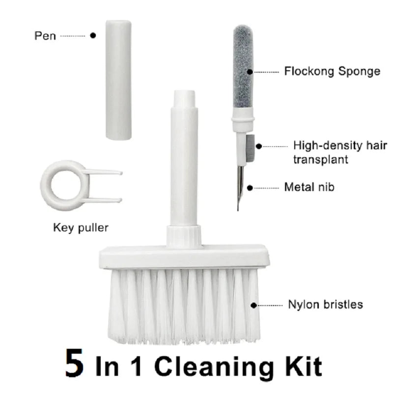 5 in 1 Keyboard Cleaning Brush Kit Keycap Puller Earbuds Cleaner for Airpods Pro