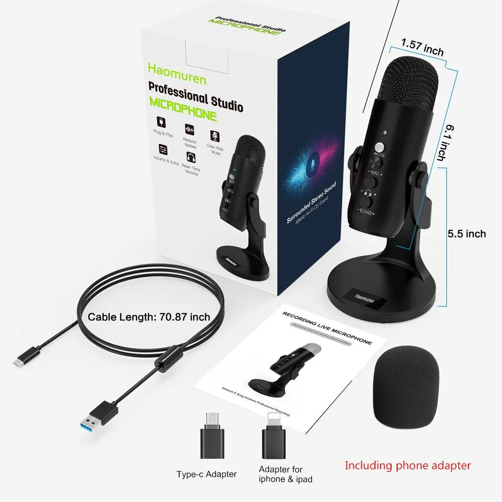 USB Microphone for PC Mac Gaming Recording Stream Podcast