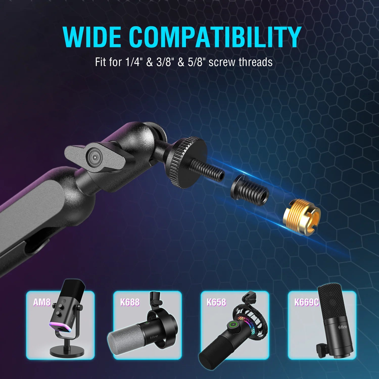 ARM  Adjustable Low-profile Microphone Stand with Cable Managment/Desk