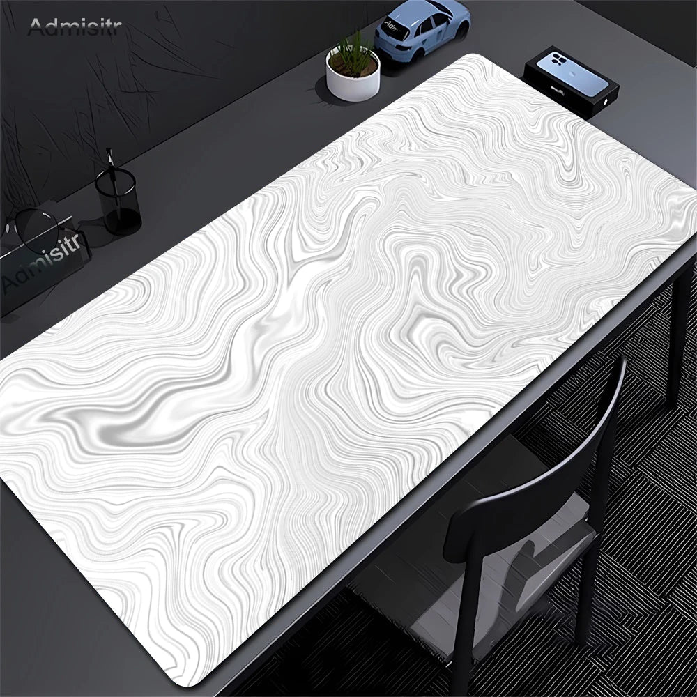 Desk Mat Black And White Strata Liquid Mousepad