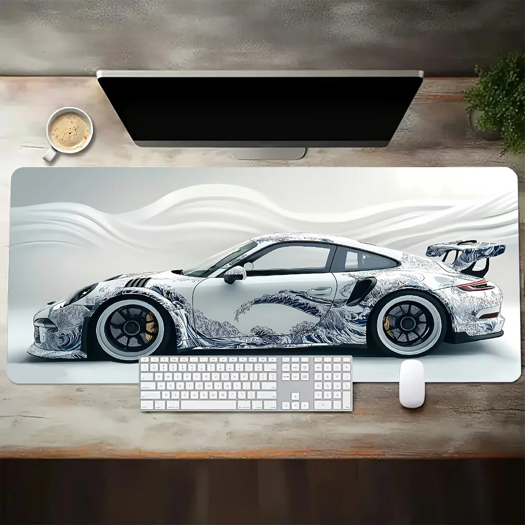 Large White Sports Car Design Gaming Mouse , Pad Anti-Slip