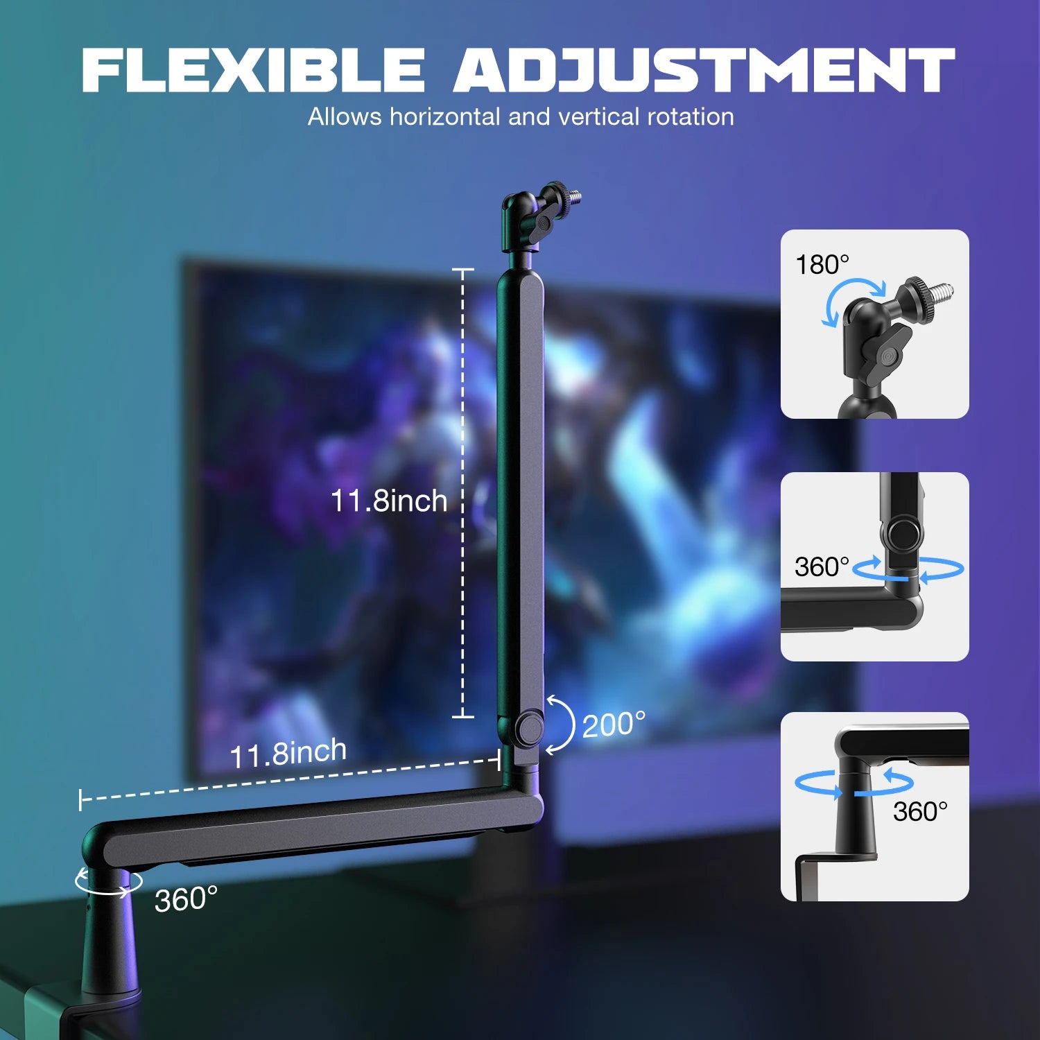 ARM  Adjustable Low-profile Microphone Stand with Cable Managment/Desk
