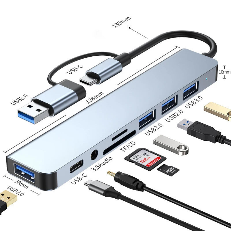 8 in 2 USB +Type C HUB D